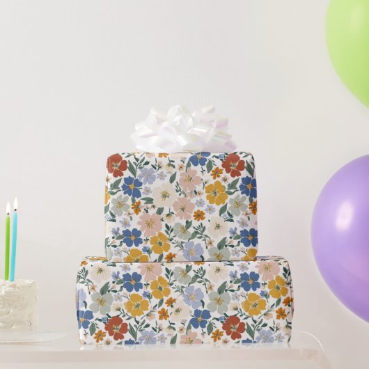 Wilde Bloemenweide Boho Patroon Cadeaupapier (Feestgeschenken)
