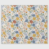 Wilde Bloemenweide Boho Patroon Cadeaupapier (Vlak)