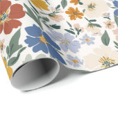 Wilde Bloemenweide Boho Patroon Cadeaupapier (Rol Hoek)