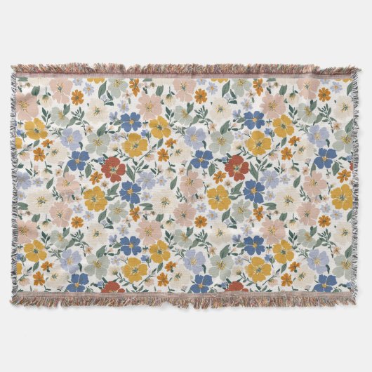 Wilde Bloemenweide Boho Patroon Deken (Voorkant)