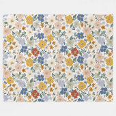 Wilde Bloemenweide Boho Patroon Fleece Deken (Voorkant (Horizontaal))