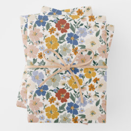 Wilde Bloemenweide Boho Patroon Inpakpapier Vel