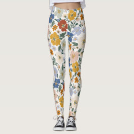 Wilde Bloemenweide Boho Patroon Leggings