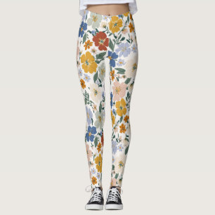 Wilde Bloemenweide Boho Patroon Leggings