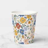 Wilde Bloemenweide Boho Patroon Papieren Bekers (Achterkant)