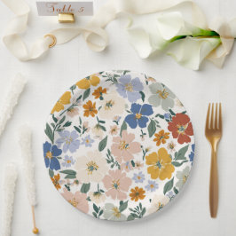 Wilde Bloemenweide Boho Patroon Papieren Bordje