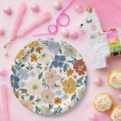 Wilde Bloemenweide Boho Patroon Papieren Bordje (Feest)