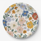Wilde Bloemenweide Boho Patroon Papieren Bordje (Voorkant)