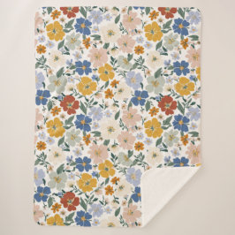 Wilde Bloemenweide Boho Patroon Sherpa Deken