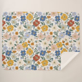 Wilde Bloemenweide Boho Patroon Sherpa Deken (Voorkant (horizontaal))