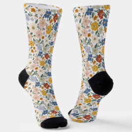 Wilde Bloemenweide Boho Patroon Sokken