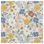Wilde Bloemenweide Boho Patroon Stof (Close Up)