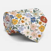 Wilde Bloemenweide Boho Patroon Stropdas (Opgerold)
