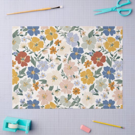 Wilde Bloemenweide Boho Patroon Tissuepapier (Craft)