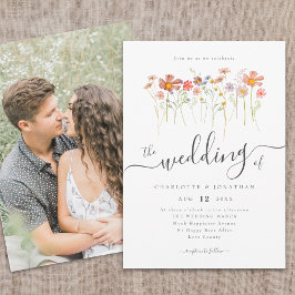 Wilde Bloemenweide Boho Whimsisch Schrift Foto Kaart