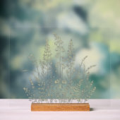 Wilde Bloemenweide Botanische Lijnkunst Acryl Bord (Neutraal)