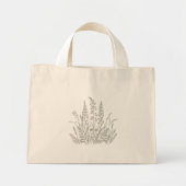 Wilde Bloemenweide Botanische Lijnkunst Mini Tote Bag (Voorkant)