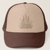 Wilde Bloemenweide Botanische Lijnkunst Trucker Pet (Voorkant)