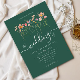 Wilde Bloemenweide Elegant Schrift Groen Kaart