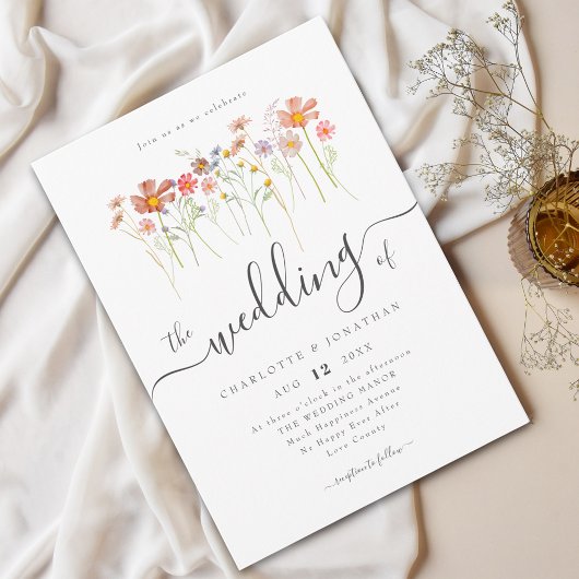 Wilde Bloemenweide Elegant Schrift Kaart