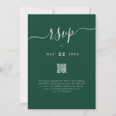 Wilde Bloemenweide Elegante Script Groene QR-code Kaart (Achterkant)
