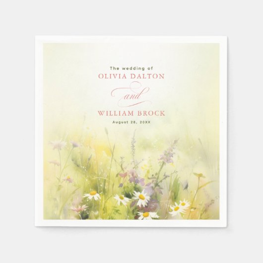 Wilde Bloemenweide Elegante Servetten (Voorkant)