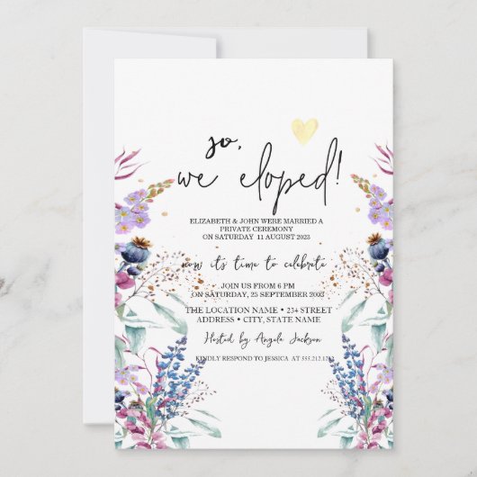 Wilde Bloemenweide Elopement Kaart (Voorkant)