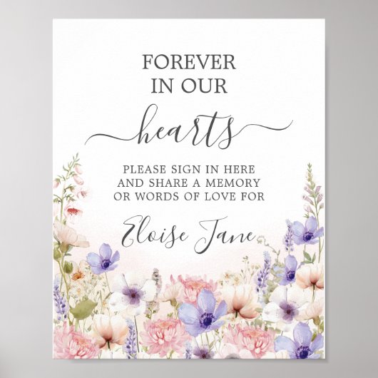 Wilde Bloemenweide Herdenkings- afscheids- en heri Poster (Voorkant)