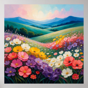 Wilde Bloemenweide Landschap 🌼 Poster