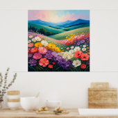 Wilde Bloemenweide Landschap 🌼 Poster (Keuken)