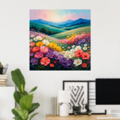 Wilde Bloemenweide Landschap 🌼 Poster (Thuiskantoor)