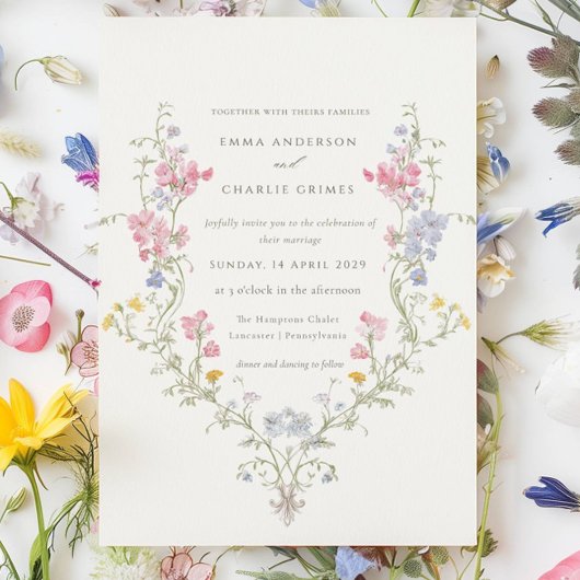 Wilde Bloemenweide Lente Zomer Botanische Trouw Kaart