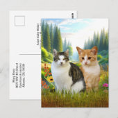 Wilde bloemenweide met katten briefkaart (Voorkant / Achterkant)