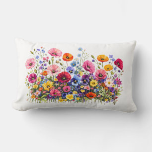 Wilde bloemenweide met natuurlijke aquarelbloesems kussen