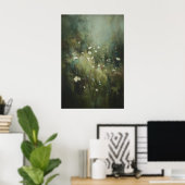Wilde Bloemenweide Muurkunst, Stemmig Wit Bloemstu Poster (Thuiskantoor)