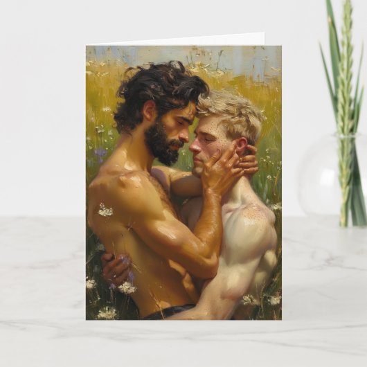 Wilde Bloemenweide Omhelzing Gouden Uur Kaart (Voorkant)