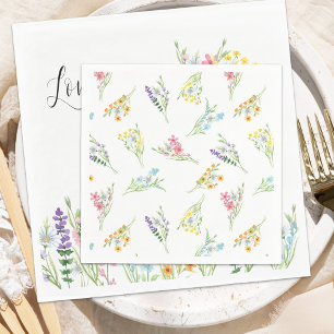 Wilde Bloemenweide Pastel Bloemenpatroon Bruiloft Servet