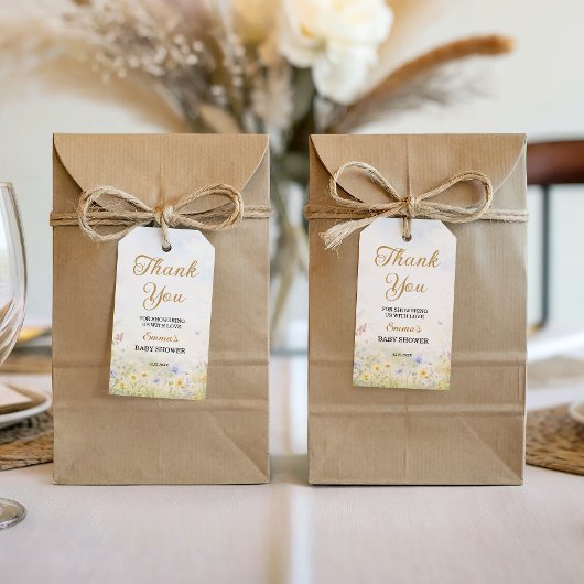 Wilde Bloemenweide Pastel Lentetuin Bedankt Cadeaulabel