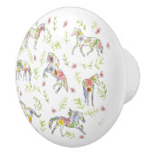 Wilde Bloemenweide Poneys Keramische Knop (Rechts)