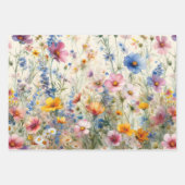 Wilde bloemenweide Roze, Rood, Geel, Paars, Blauw Inpakpapier Vel (Voorkant)