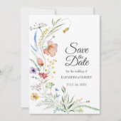 Wilde Bloemenweide Save-the-Datekaart Kaart (Voorkant)