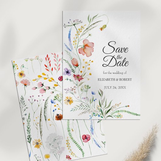 Wilde Bloemenweide Save-the-Datekaart Kaart