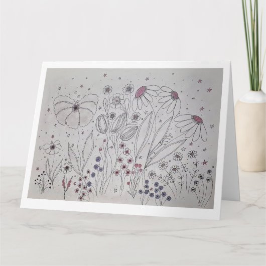 Wilde Bloemenweide Vouwkaart Kaart (Voorkant)