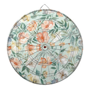Wilde Bloemenweide Waterverf Blauw Bloempatroon Dartbord