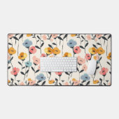 wilde bloemenweide, waterverf boho wilde bloemen,p bureaumat (Keyboard & Muis)