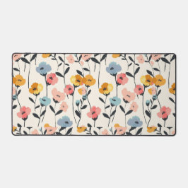 wilde bloemenweide, waterverf boho wilde bloemen,p bureaumat