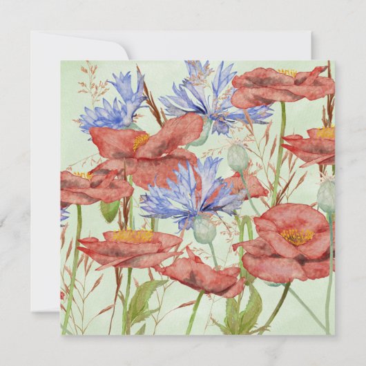 Wilde-bloemenzomerbruiloft Kaart (Achterkant)