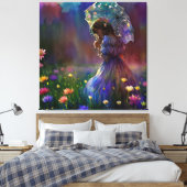 *~ Wilde Bloemgebied AP56 Paraplu Meisje Canvas Afdruk (Insitu (Slaapkamer))