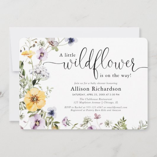 Wilde bloemgevoelige bloemveer baby shower kaart (Voorkant)