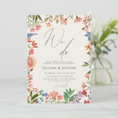 Wilde bloemhandschrift we trouwen kaart (Staand voorkant)